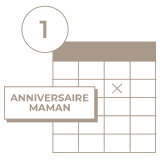 Pictogramme de calendrier illustrant l'événement programmé par le client